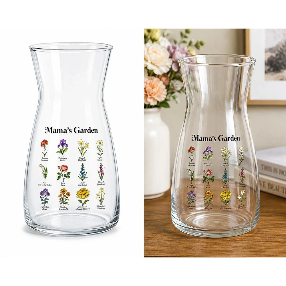 Mama's Garden Birth Month Flowers‎  Glass Vase 8